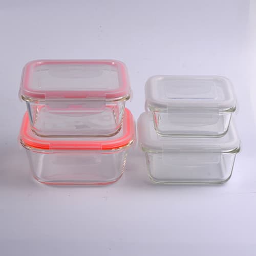 Air_tight Food Square Cover Glass Bowl with Platics Lid
